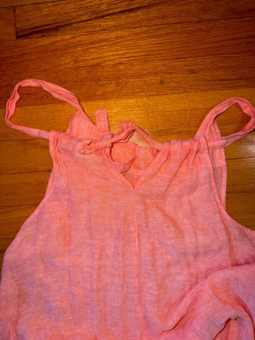 Haute Hippie Coral Pink Wide-Leg Linen Jumpsuit - Picture 3 of 7